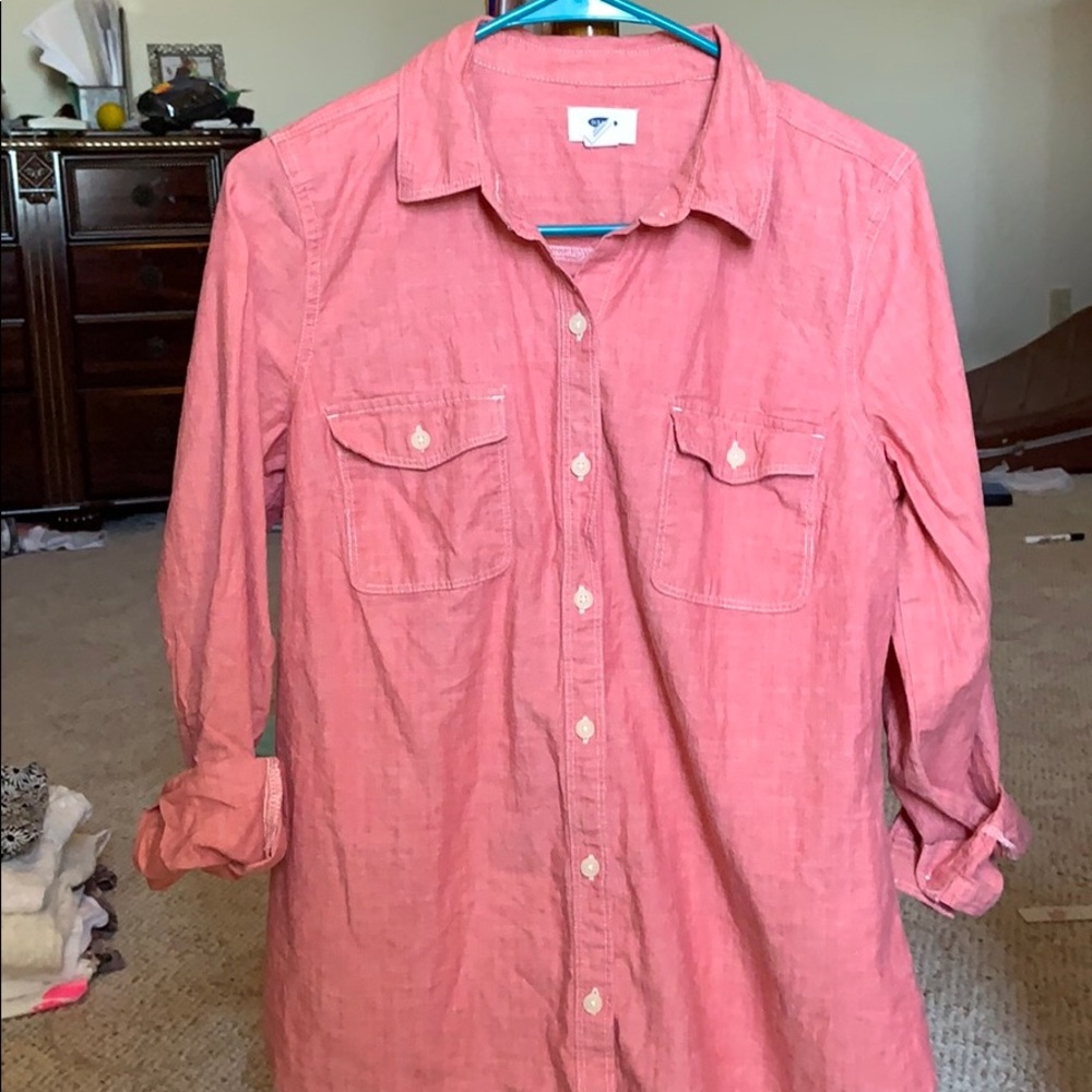 Denim Style Salmon Button Up